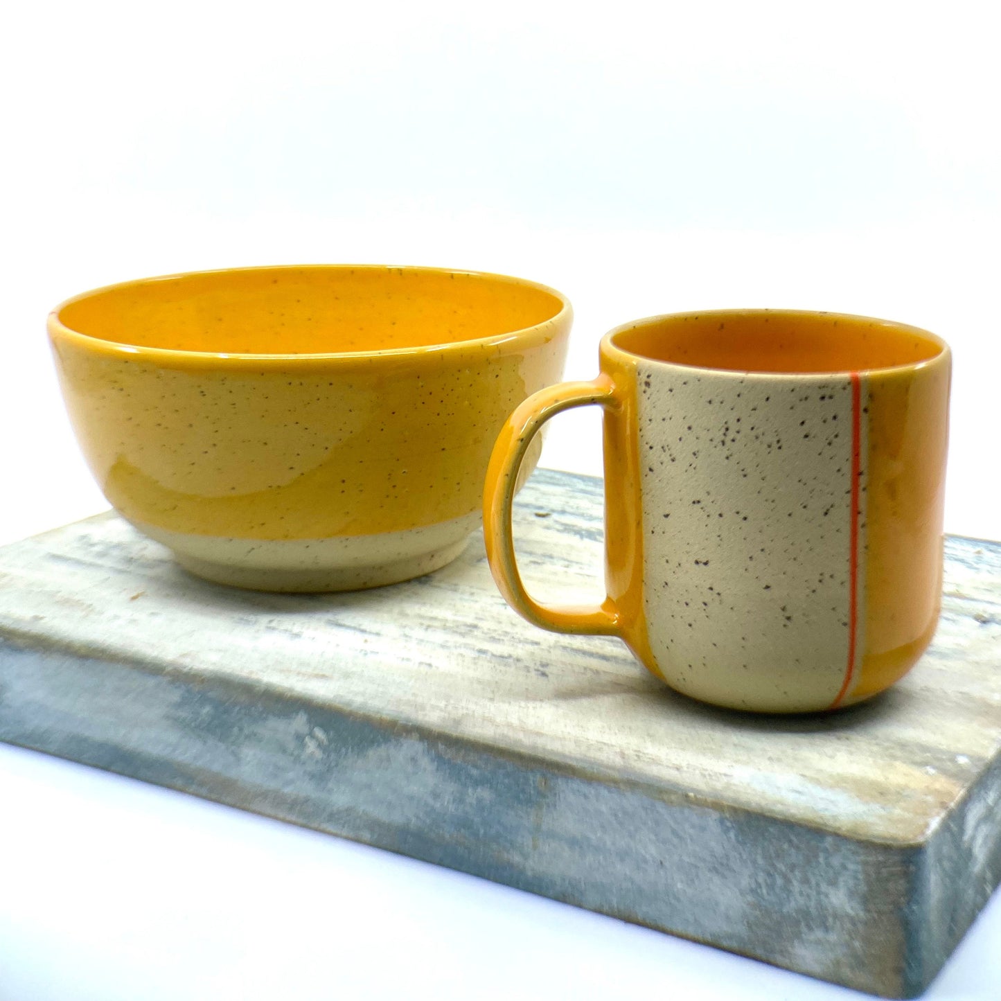 Handmade Breakfast Set Stoneware Breakfast Set of Bowl Mug and a Creamer Wheel Thrown Pottery Set housewarming gift