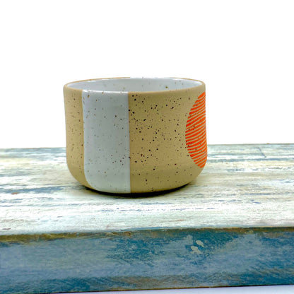 Linear Stoneware Tumbler Minimalist Line Art Pottery Mug Modern Design Tumbler for Tea, Coffee, and Home Decor