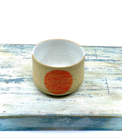 Linear Stoneware Tumbler Minimalist Line Art Pottery Mug Modern Design Tumbler for Tea, Coffee, and Home Decor