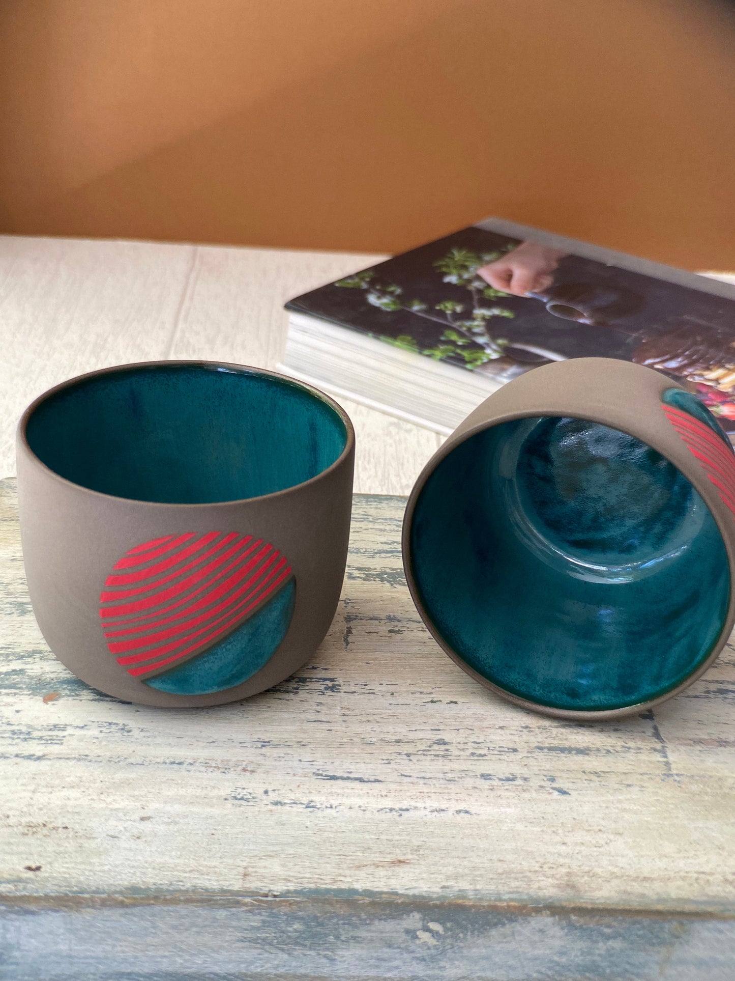 Hand Painted Artisan Mug Unique Stoneware Handmade Cup Perfect for Tea or Coffee Artistic Design Ideal for Gifts and Home Decor