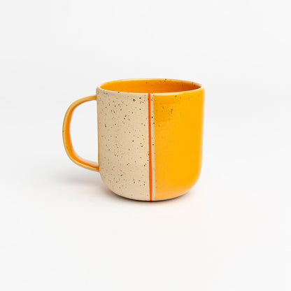 Retro Inspired Yellow Wheel thrown Pottery Mug for Coffee Lovers Gift Ceramic Cup for Art Lovers Housewarming Drinkware Gift for Home Decor