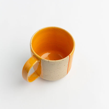 Retro Inspired Yellow Wheel thrown Pottery Mug for Coffee Lovers Gift Ceramic Cup for Art Lovers Housewarming Drinkware Gift for Home Decor