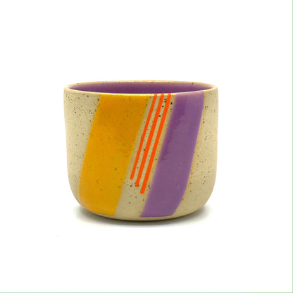 Purple Artisan Pottery Mug Multicolor Stoneware Tumbler Handmade Clay Drinkware Housewarming & New Job Gift Modern Cup