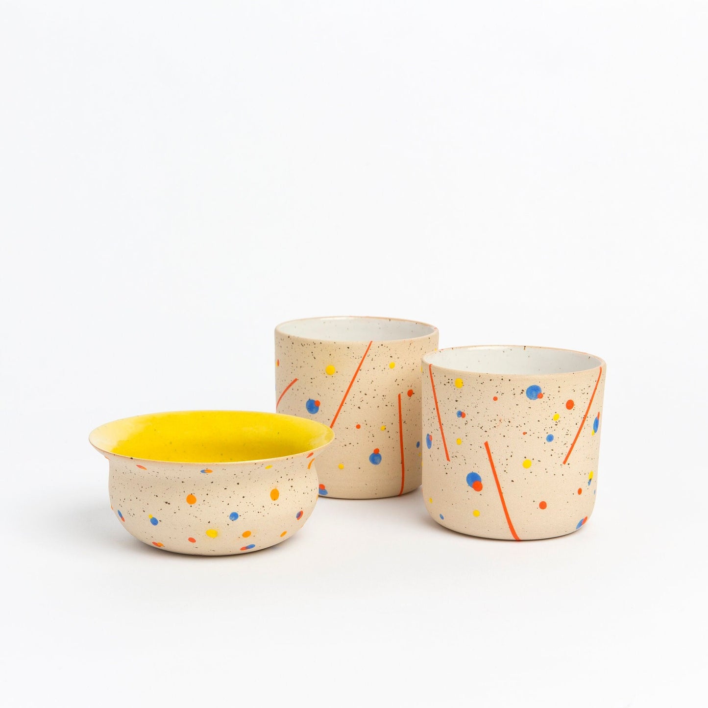 Retro Geometric Design Mug Stoneware Pottery Cup Speckled Clay Coffee Mug Handmade Artisan Drinkware Unique Vintage Style
