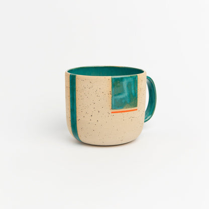 Earthy Pottery Mug Green Stoneware Cup Handmade Artisan Pottery Perfect for Coffee or Tea Unique Ceramic Drinkware Rustic Mug Gift Idea