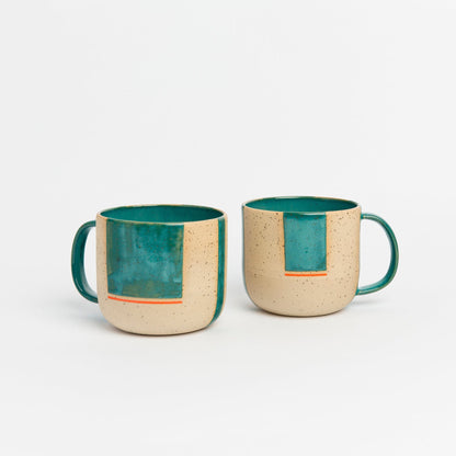 Earthy Pottery Mug Green Stoneware Cup Handmade Artisan Pottery Perfect for Coffee or Tea Unique Ceramic Drinkware Rustic Mug Gift Idea