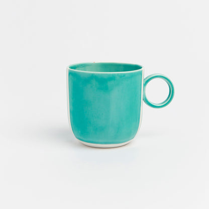 Porcelain Green Mug Modern Artisan Ceramic Coffee Cup Contemporary Handmade Design Unique Gift for Mom Perfect for Tea & Coffee Lovers