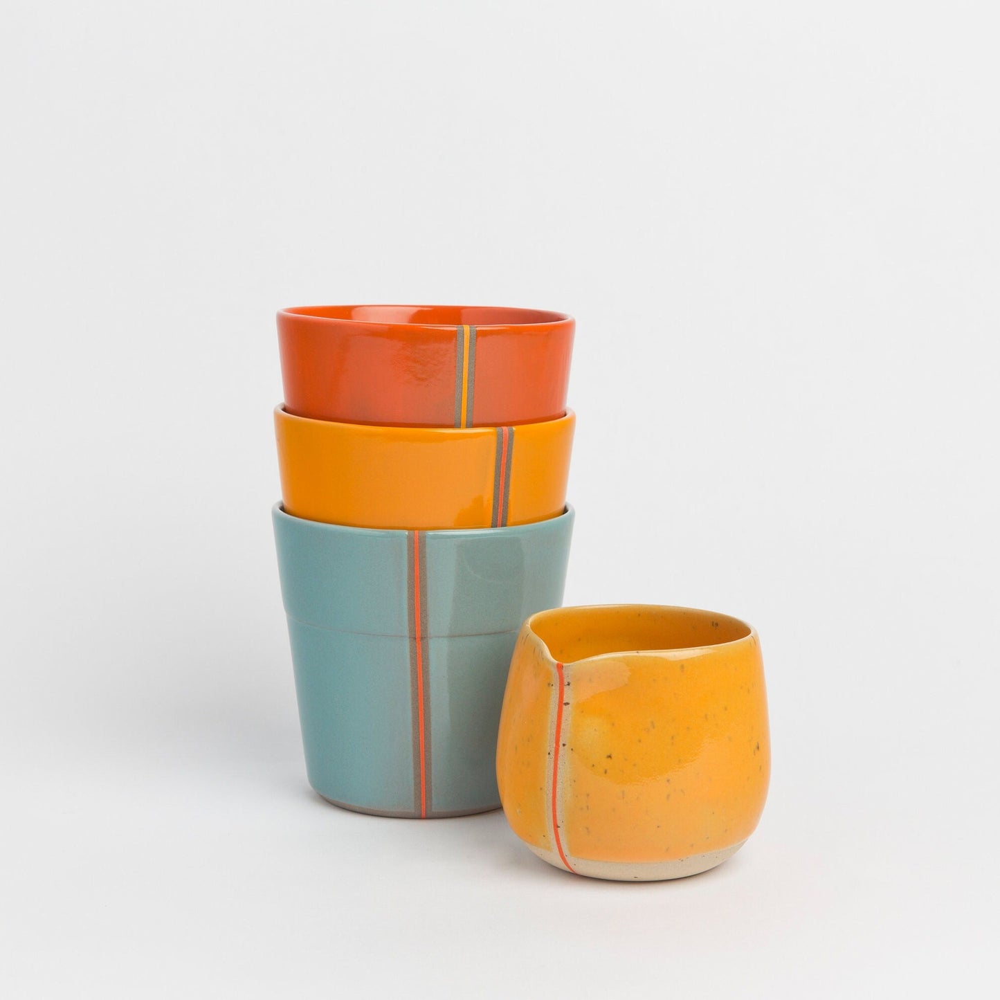 Yellow Ceramic Tumbler - Stoneware Mug Without Handle, Handmade Artisan Cup for Coffee or Tea, Unique Pottery Gift for Drinkware Lovers