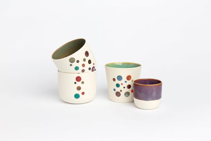Porcelain Dottie Cups Handmade Polka Dot Ceramic Cups, Unique Artisan Drinkware Gift for Coffee and Tea Lovers, Modern and Fun Design