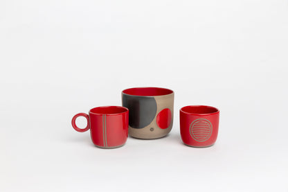Artistic Red Pottery Espresso Cup - Artisan Ceramic Cup for Art Lovers, Unique Handmade Drinkware, Perfect Gift for Espresso Enthusiasts