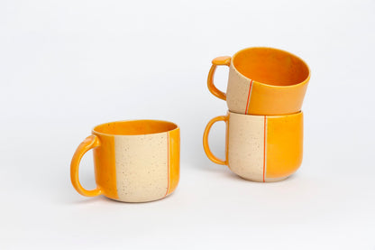 Extra Large Handmade Ceramic Mug with Thumb Rest Yellow Pottery Cup Coffee lover Gift Dishwasher Safe Stoneware Housewarming Gift