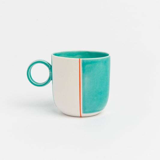 Porcelain Green Mug Modern Artisan Ceramic Coffee Cup Contemporary Handmade Design Unique Gift for Mom Perfect for Tea & Coffee Lovers