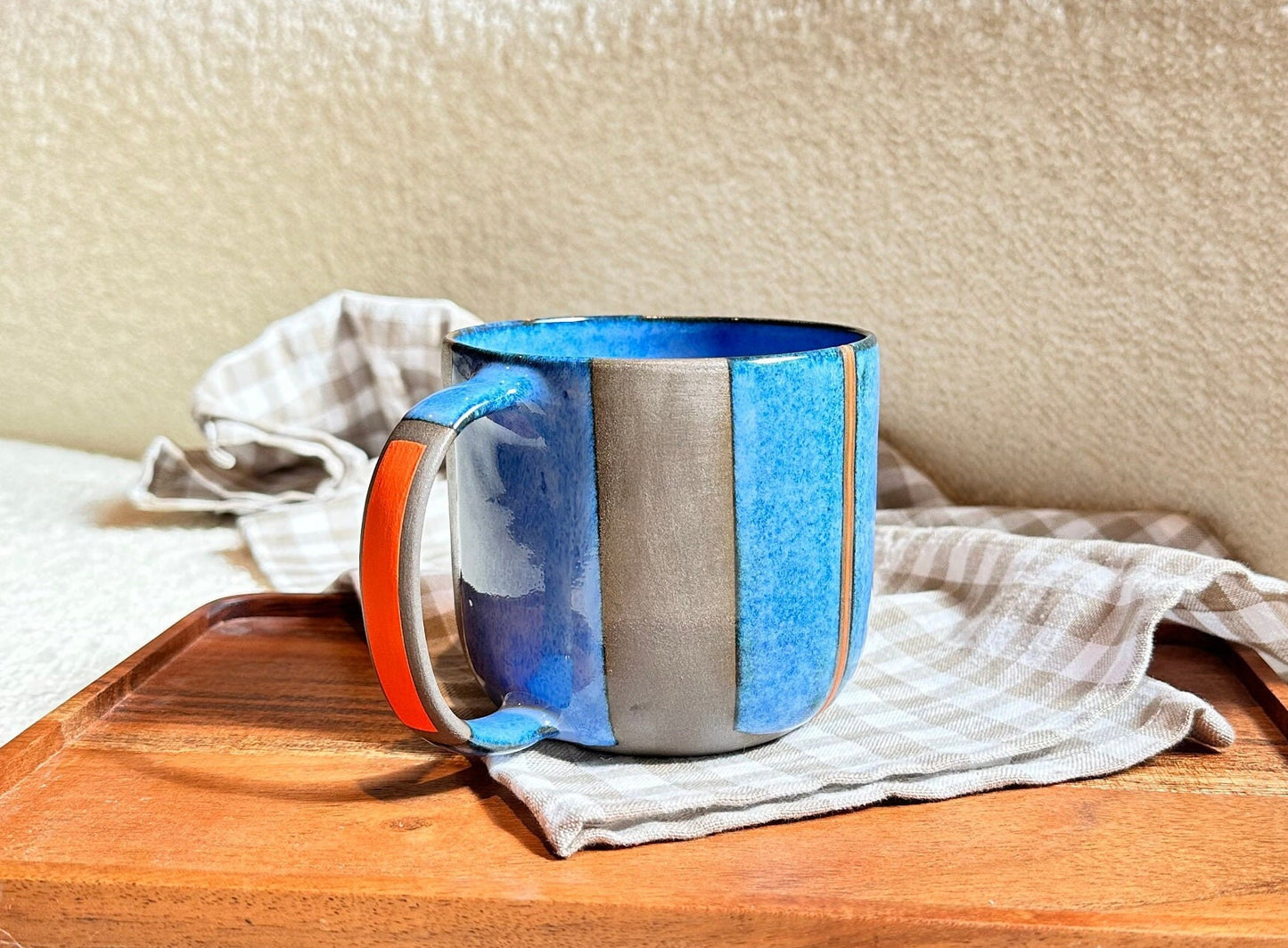 Large Ceramic Mug Wheel Thrown Stoneware Cup Handmade Pottery Coffee Mug Perfect for Coffee Lovers Artisan Design with Rustic Charm
