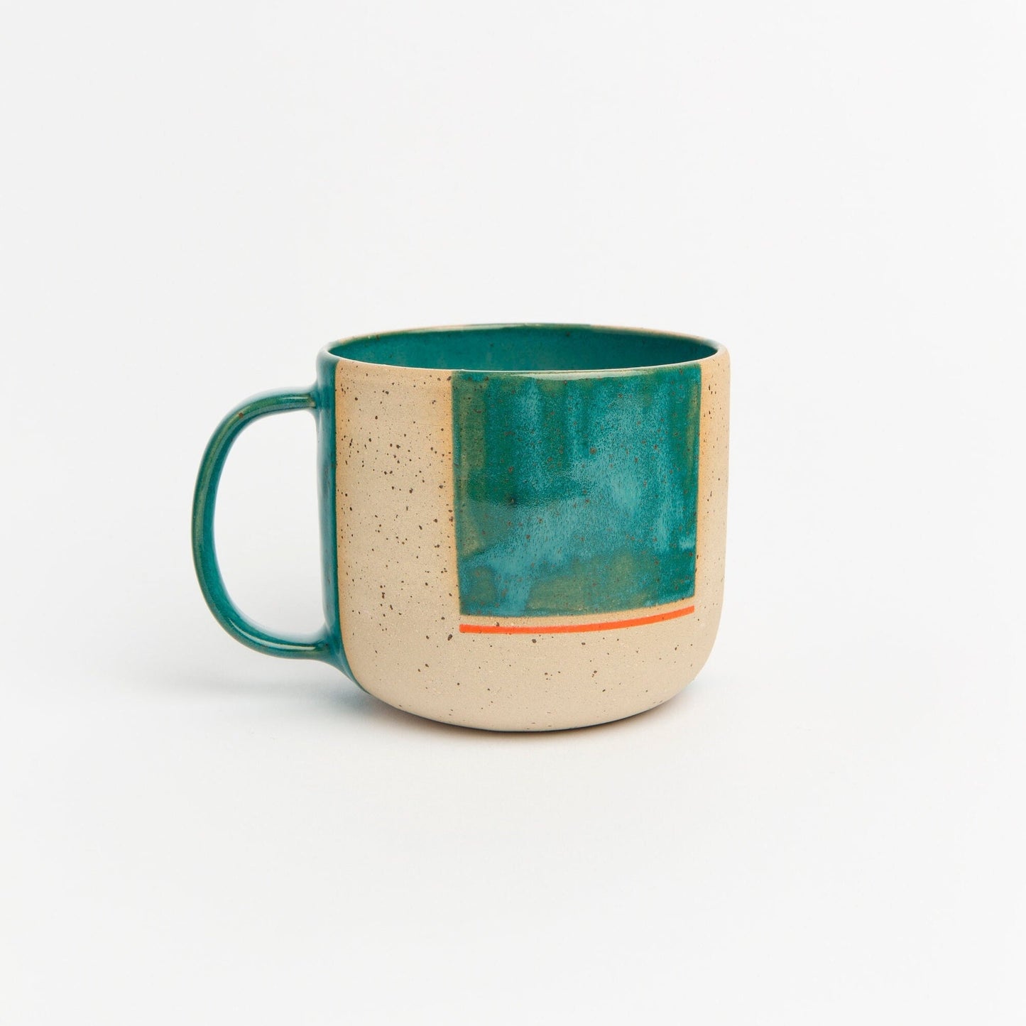 Modern Pottery Mug - Green Stoneware Mug Perfect Coffee Lovers Gift Tea Cup for New Job Birthday or Christmas Gift Artisan Design