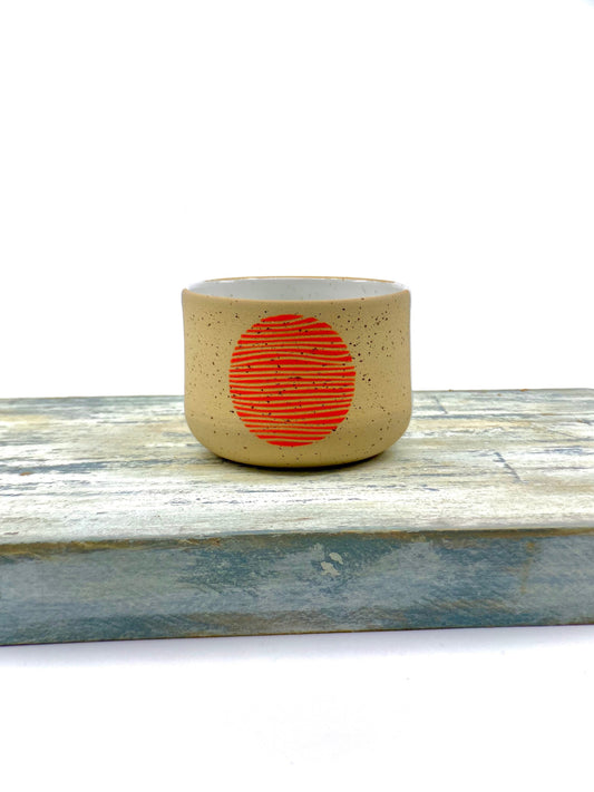 Linear Stoneware Tumbler Minimalist Line Art Pottery Mug Modern Design Tumbler for Tea, Coffee, and Home Decor