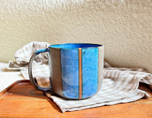 Large Ceramic Mug Wheel Thrown Stoneware Cup Handmade Pottery Coffee Mug Perfect for Coffee Lovers Artisan Design with Rustic Charm