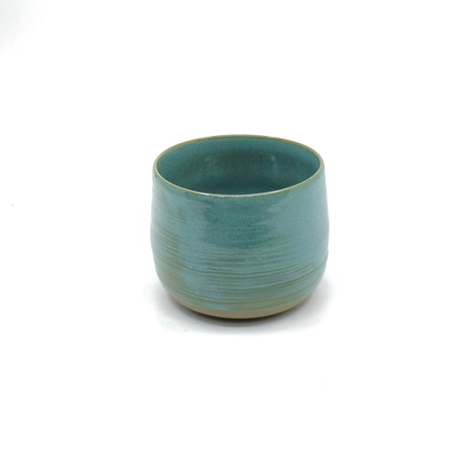 Rustic Green Pottery Tea Cup Handmade Stoneware Yunomi Tumbler Elegant Large Clay Tea Cup Unique Drinkware for tea lover doctor dad employee