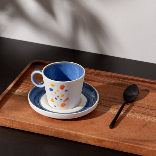Espresso Cup with Handle and optional saucer Handmade cozy Coffee Cup handpainted art mug gift for espresso lover husband wife gift