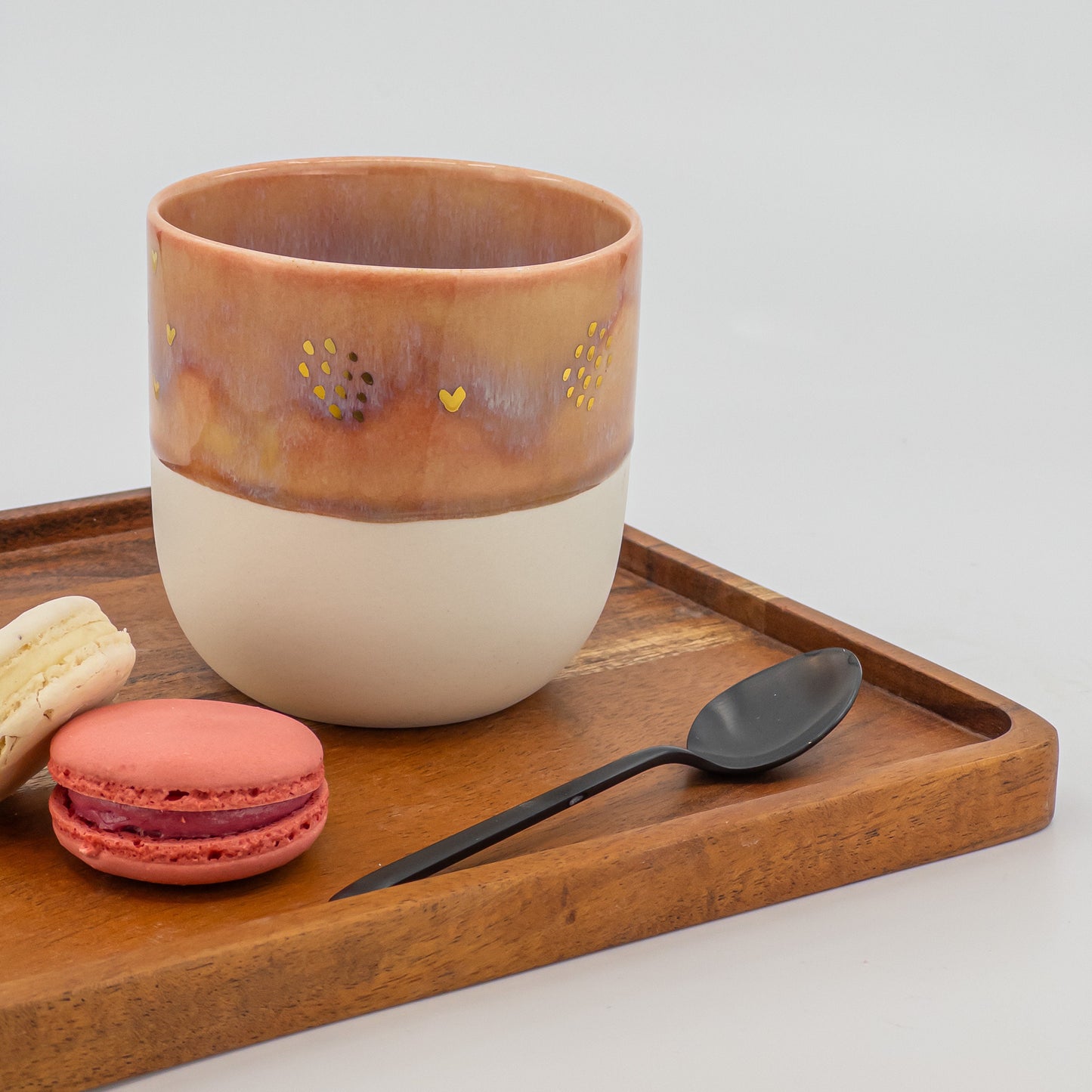 Porcelain Cup with Genuine Gold Luster Custom Hand Painted Mug Unique Minimal Design cup anniversary gift for boyfriend girlfriend