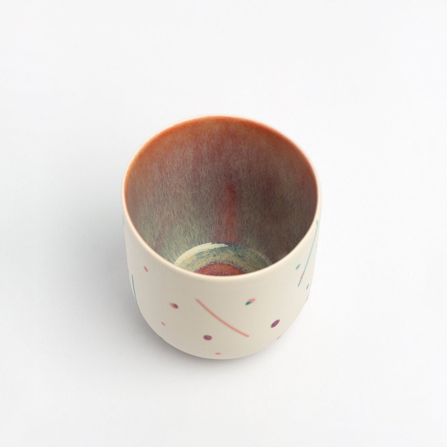 Handmade Gift Porcelain Mug Custom Hand Painted Cup Unique Minimal Design cup no handle gift for boyfriend girlfriend mom dad