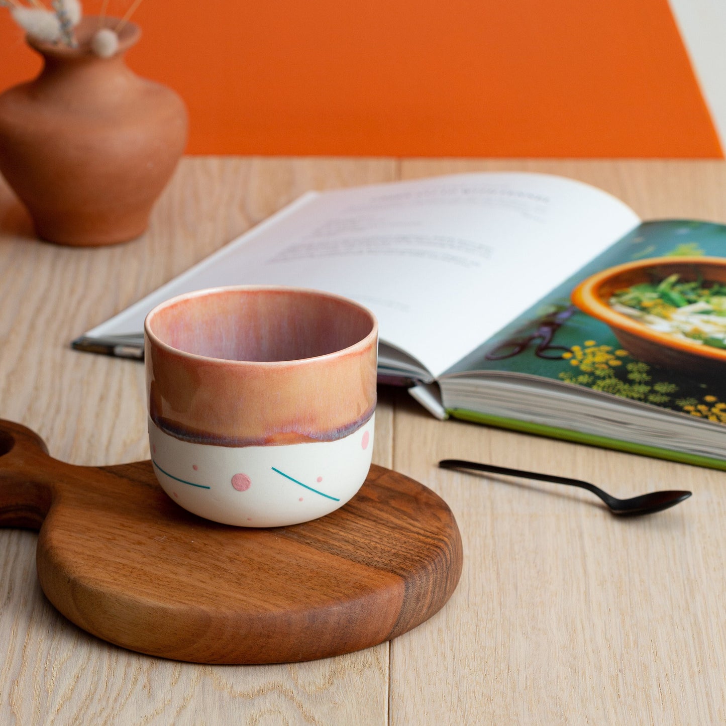Handcrafted Porcelain Cup for Tea or Coffee  Elegant Minimalist Design with Optional Small Bowl Ideal for Modern Kitchens and Gift Giving