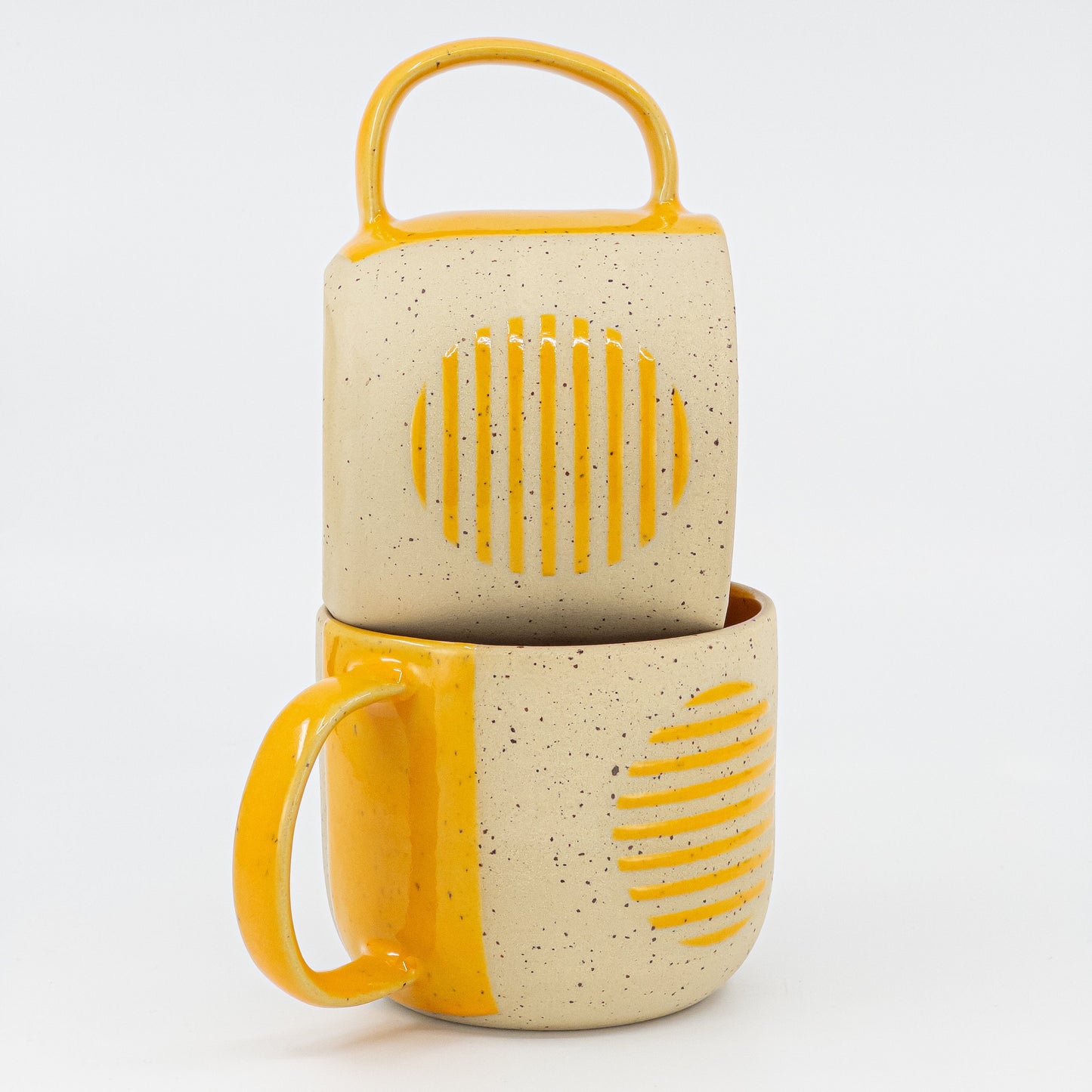 Modern Ceramic Mug Yellow Stoneware Mug Coffee Lovers Gift Artisan Tea Cup Handmade Contemporary Ceramics gift for her