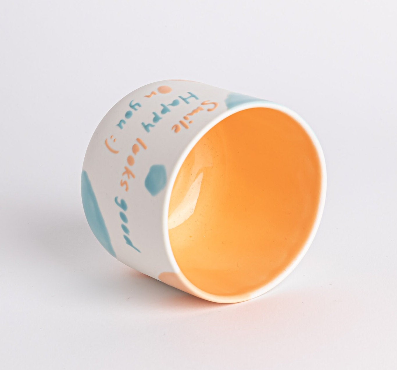 Handmade Ceramic Mug That Makes You Smile Cute Pottery Coffee Cup Uplifting Gift for Tea and Coffee Lovers Cheerful and Unique Drinkware
