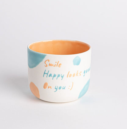 Handmade Ceramic Mug That Makes You Smile Cute Pottery Coffee Cup Uplifting Gift for Tea and Coffee Lovers Cheerful and Unique Drinkware