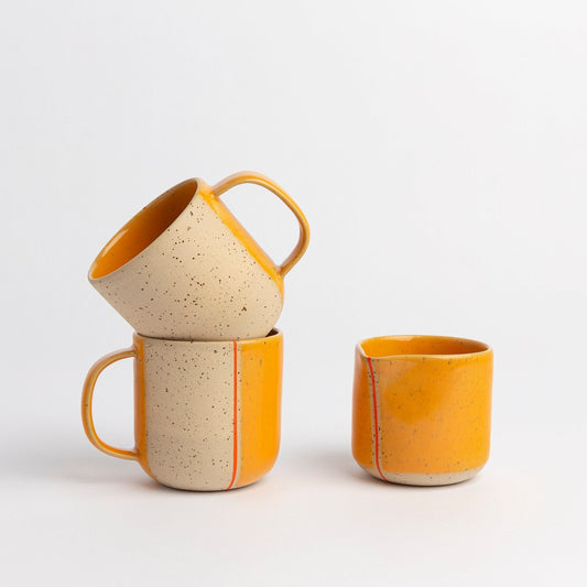 Retro Inspired Yellow Wheel thrown Pottery Mug for Coffee Lovers Gift Ceramic Cup for Art Lovers Housewarming Drinkware Gift for Home Decor