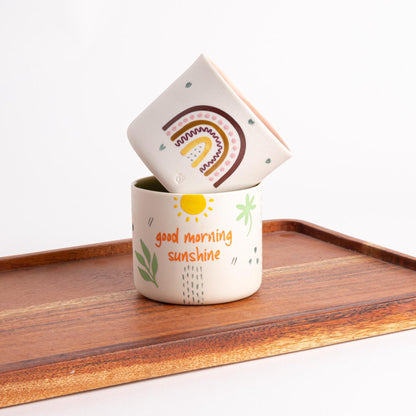 Hand Drawn Mugs with Doodle Art Design - Artistic Pottery Hand Painted Cups Set - Whimsical Cups - Unique Pottery Collection