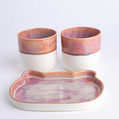 Handmade Porcelain Set Cup and Cat Design Plate Set Tea Lover's Dream Whimsical Cat Lover's Gift Handcrafted Tableware