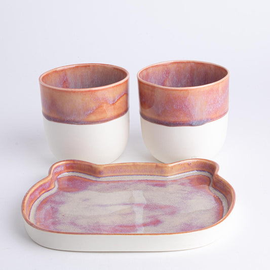 Handmade Porcelain Set Cup and Cat Design Plate Set Tea Lover's Dream Whimsical Cat Lover's Gift Handcrafted Tableware