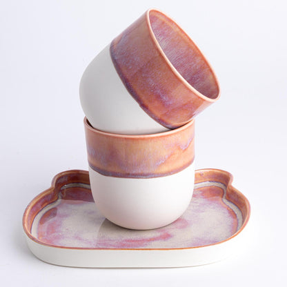 Handmade Porcelain Set Cup and Cat Design Plate Set Tea Lover's Dream Whimsical Cat Lover's Gift Handcrafted Tableware