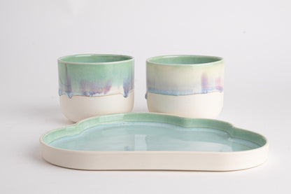 Handmade Ceramic Breakfast Set Cute Cloud Plate and Cup, Artisan Pottery for Morning Meals, Unique Gift Idea for Coffee Tea Lovers