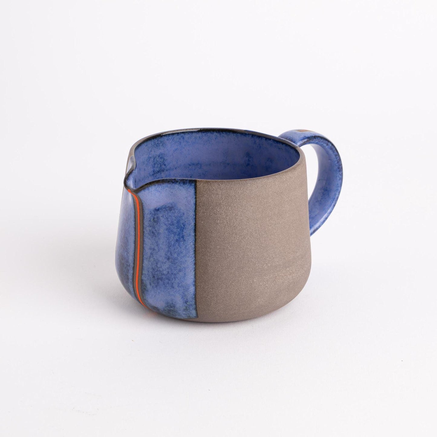 Artisanal Pottery Creamer Blue Gray Kitchen Decor Rustic Coffee Bar Handcrafted Milk Server Tea Accessory Modern Farmhouse Gift Ceramic