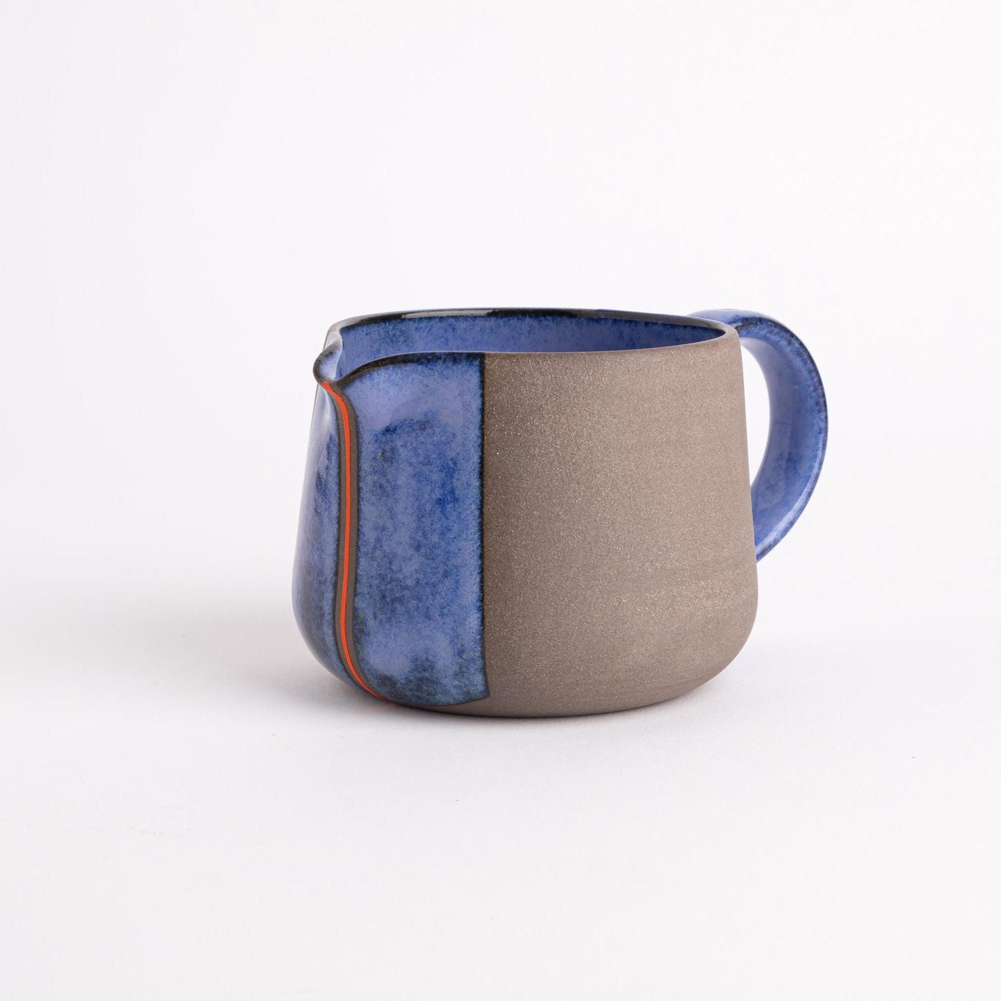 Artisanal Pottery Creamer Blue Gray Kitchen Decor Rustic Coffee Bar Handcrafted Milk Server Tea Accessory Modern Farmhouse Gift Ceramic