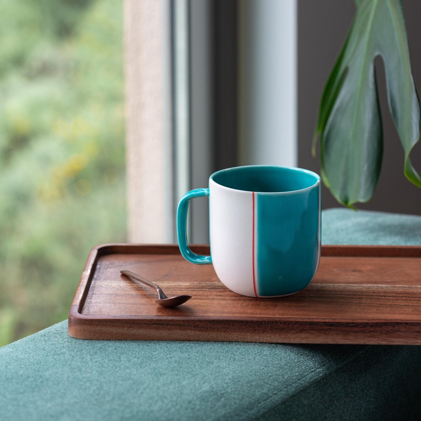 Porcelain Green Mug Modern Artisan Ceramic Coffee Cup Contemporary Handmade Design Unique Gift for Mom Perfect for Tea & Coffee Lovers