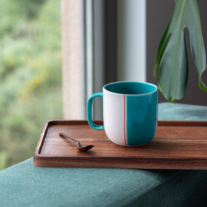 Porcelain Green Mug Modern Artisan Ceramic Coffee Cup Contemporary Handmade Design Unique Gift for Mom Perfect for Tea & Coffee Lovers