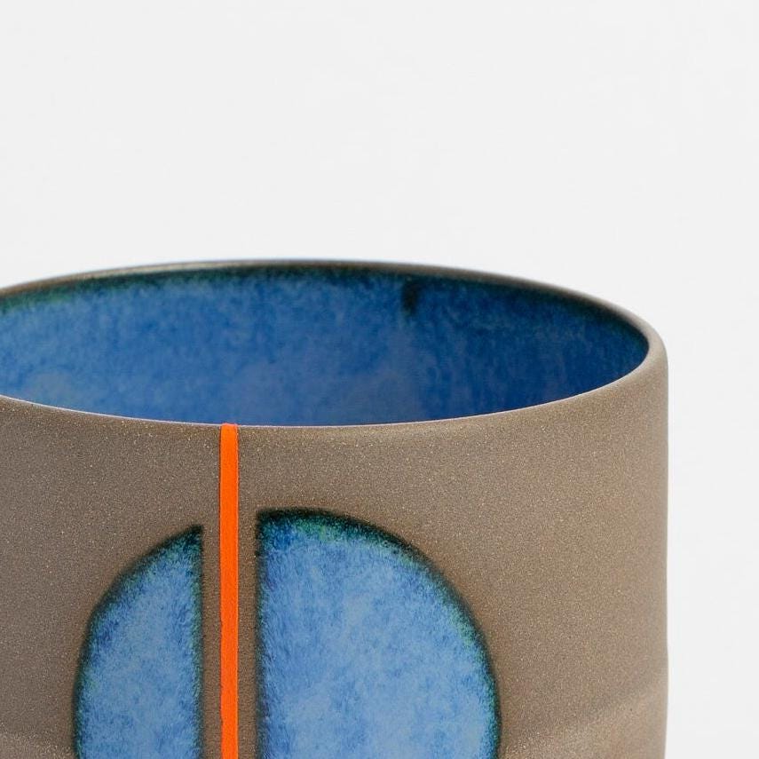 Handmade Ceramic Mug Modern Pottery Cup Artisan Coffee Mug Desk Accessory Minimalist Home Decor Geometric Design Drinkware Art Lover Gift