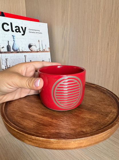 Red Pottery Mug Minimalist Modern Stoneware Tumbler, Perfect Housewarming or New Job Gift, Handmade Clay Mug for Coffee Lovers