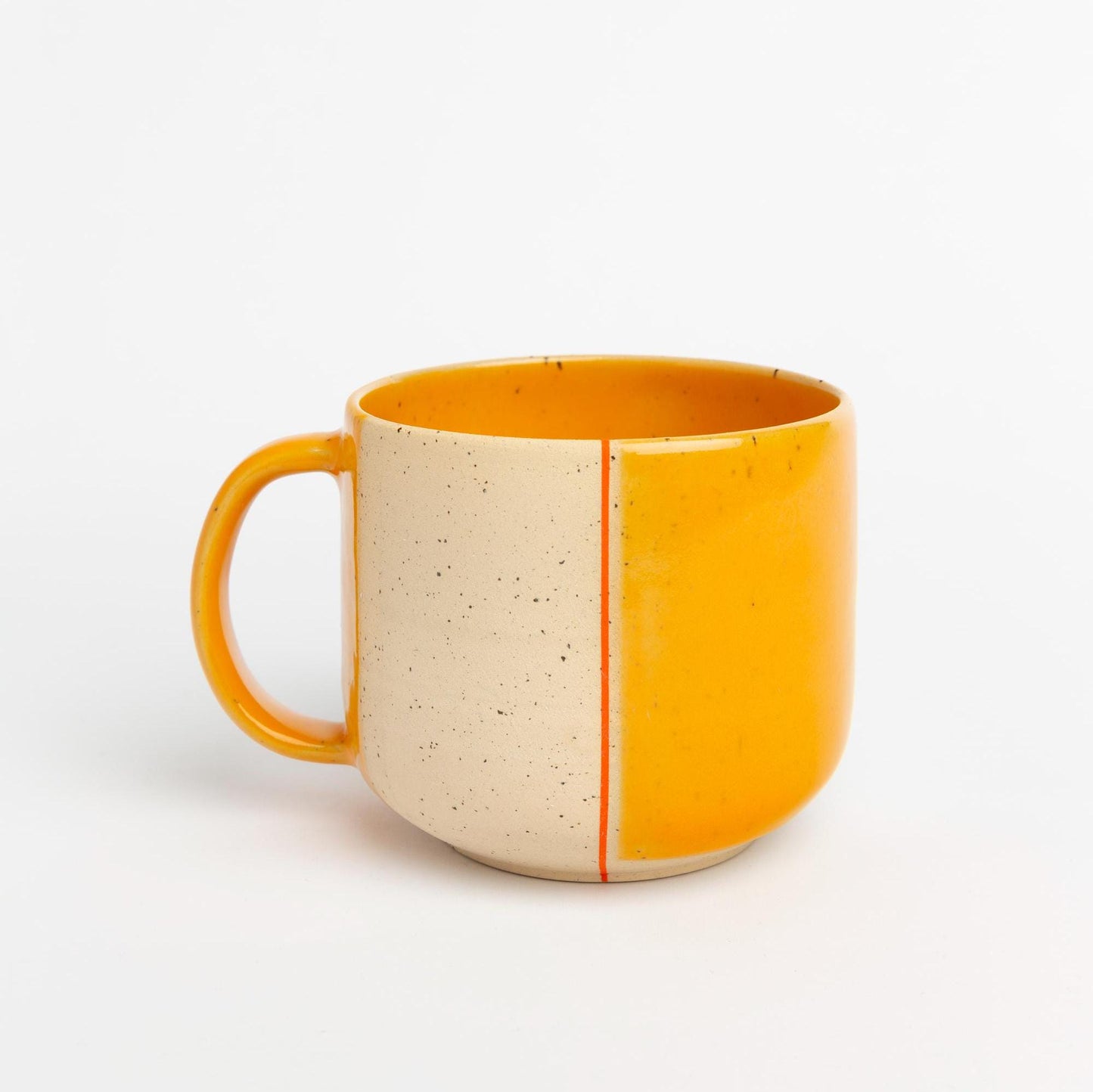 Extra Large Handmade Ceramic Mug with Thumb Rest Yellow Pottery Cup Coffee lover Gift Dishwasher Safe Stoneware Housewarming Gift