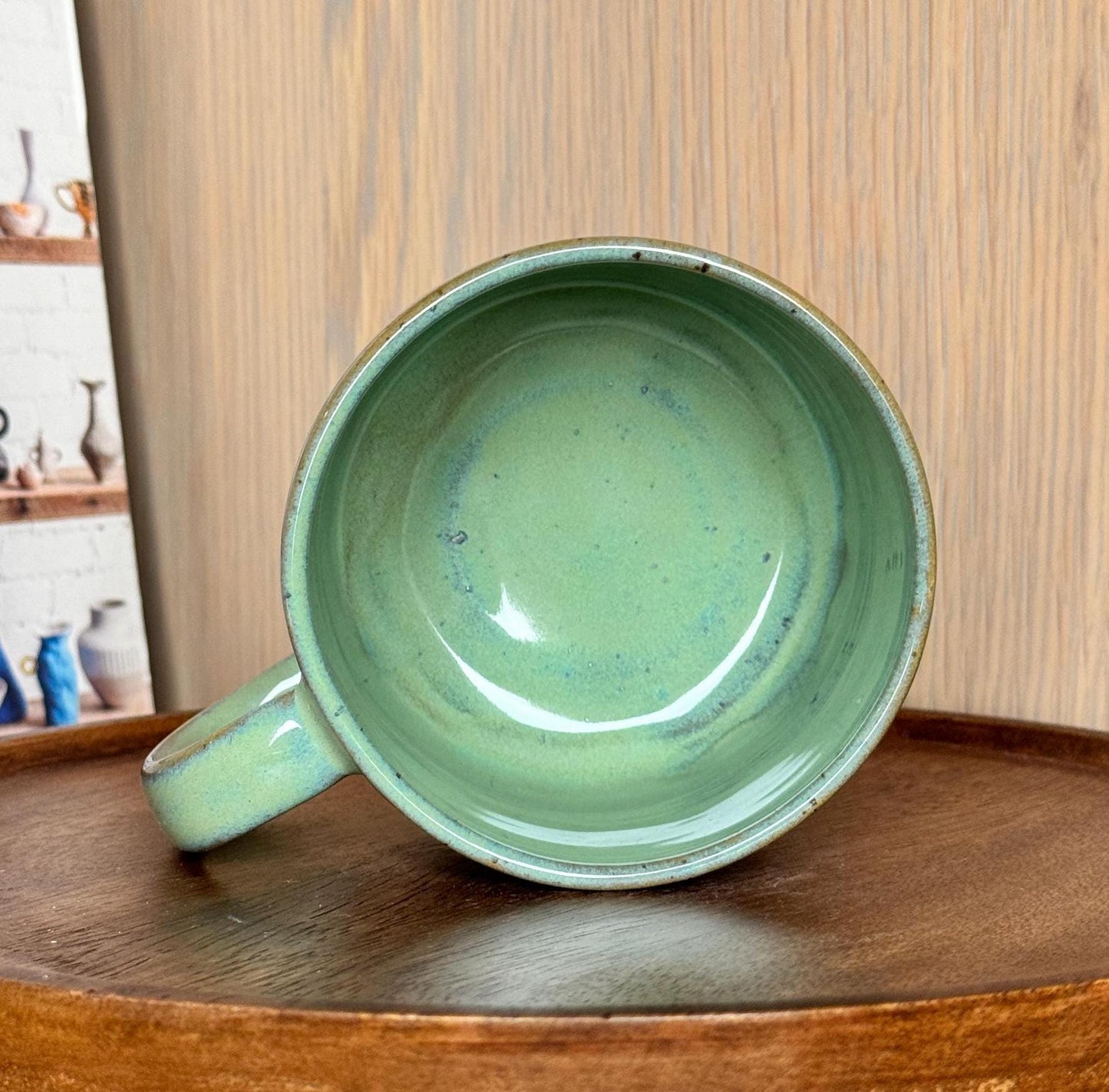 Rustic Wheel Thrown Stoneware Mug Handmade Pottery Mug Soft Sea Green Glaze Coffee Cup for Coffee Lovers Artisan Ceramic Gift