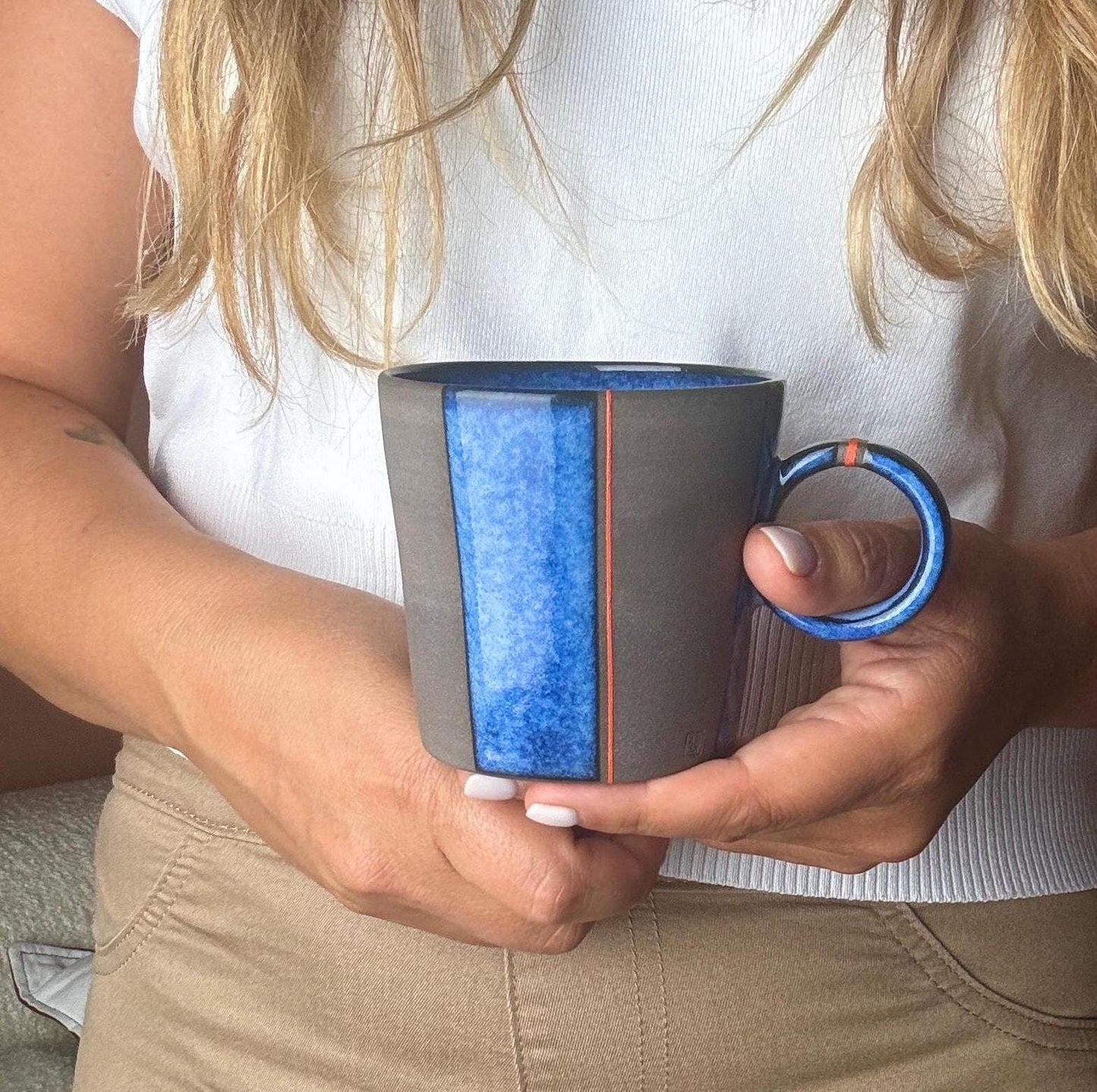 Handmade Ceramic Mug for Art Lovers Gift Mug for Christmas Home Decor Gift Mug for Mom Gift Mug Modern Art Inspired Handmade Pottery Mug