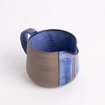 Artisanal Pottery Creamer Blue Gray Kitchen Decor Rustic Coffee Bar Handcrafted Milk Server Tea Accessory Modern Farmhouse Gift Ceramic