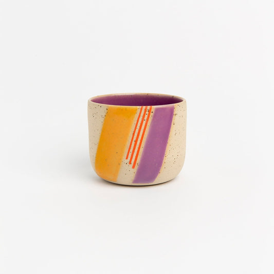 Purple Artisan Pottery Mug Multicolor Stoneware Tumbler Handmade Clay Drinkware Housewarming & New Job Gift Modern Cup