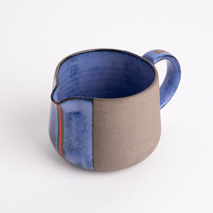 Artisanal Pottery Creamer Blue Gray Kitchen Decor Rustic Coffee Bar Handcrafted Milk Server Tea Accessory Modern Farmhouse Gift Ceramic