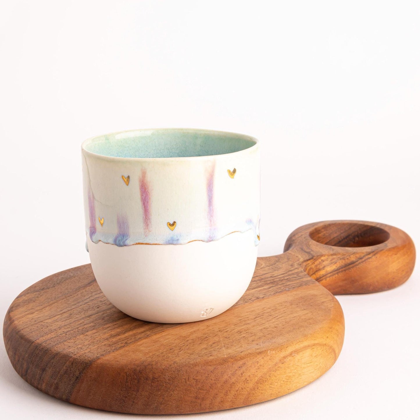 Artisanal Pottery Mug Drip Glaze Coffee Lover Gift Luxury Drinkware Bohemian Decor Kitchen Accent Handmade Pink White Gold Unique Ceramic