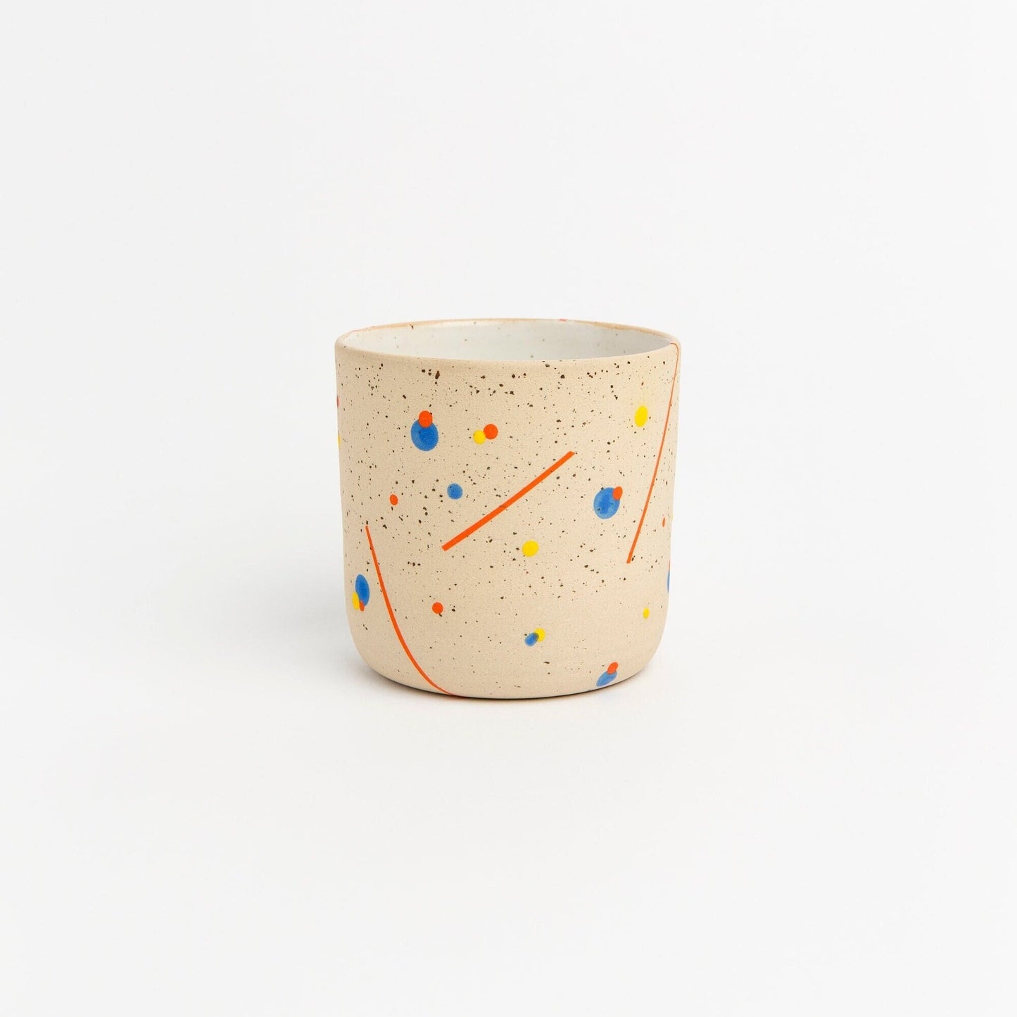 Retro Geometric Design Mug Stoneware Pottery Cup Speckled Clay Coffee Mug Handmade Artisan Drinkware Unique Vintage Style