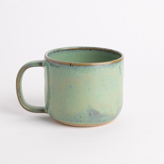 Rustic Wheel Thrown Stoneware Mug Handmade Pottery Mug Soft Sea Green Glaze Coffee Cup for Coffee Lovers Artisan Ceramic Gift