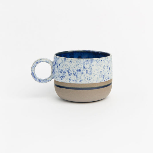 Handmade Stoneware White Blue Mug Unique Pottery Cup  Artistic Coffee Mug Wheel Thrown Cup New Job Gift Housewarming Gift Gift for him